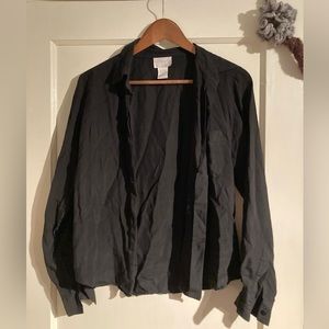 100% Silk Black MODA Intl Buttonup